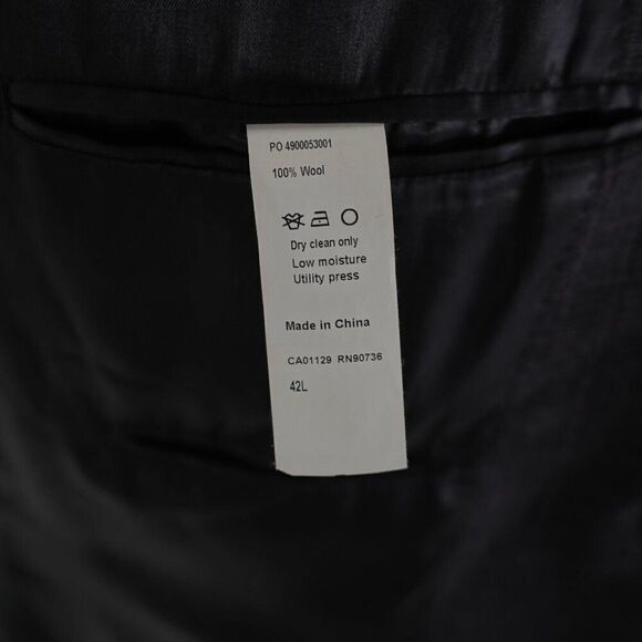 Calvin Klein Wool Gray‎ Check W/ Purple Windowpane 2 Button Blazer 42L - Picture 9 of 12